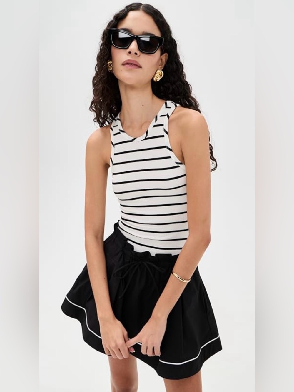 State & Lake Millie Tank Top in White/Black
